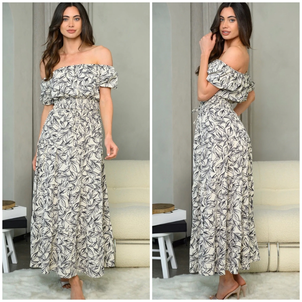 HYFVE Boho Chic Vintage Ivory Floral 2-Piece Maxi Skirt Set - Picture 1 of 6